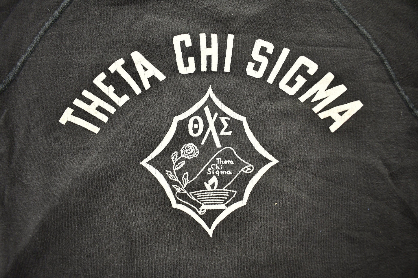 Vintage 1950s Theta Chi Sigma Champion Raglan Crewneck Sweatshirt from propervintagecanada
