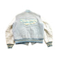 Vintage 1950s Thronridge Highschool Leather & Wool Embroidered Varsity Jacket Made In USA from propervintagecanada