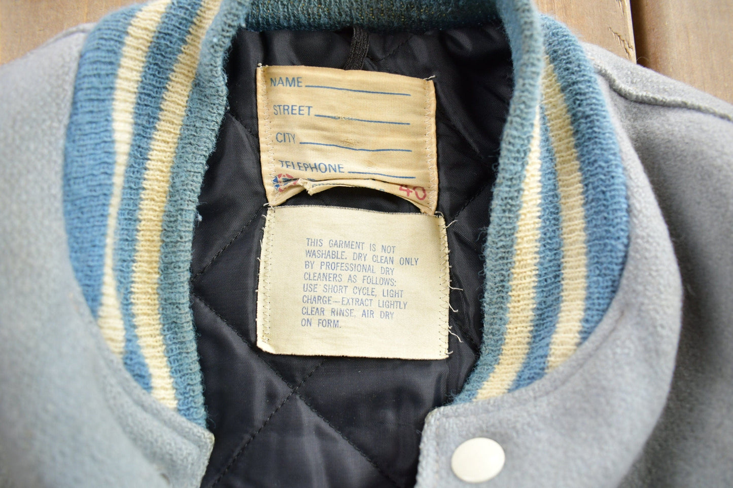 Vintage 1950s Thronridge Highschool Leather & Wool Embroidered Varsity Jacket Made In USA from propervintagecanada
