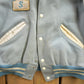 Vintage 1950s Thronridge Highschool Leather & Wool Embroidered Varsity Jacket Made In USA from propervintagecanada