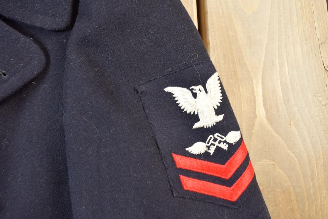 Vintage 1950s USN Naval Wool Double Breasted Jacket from propervintagecanada