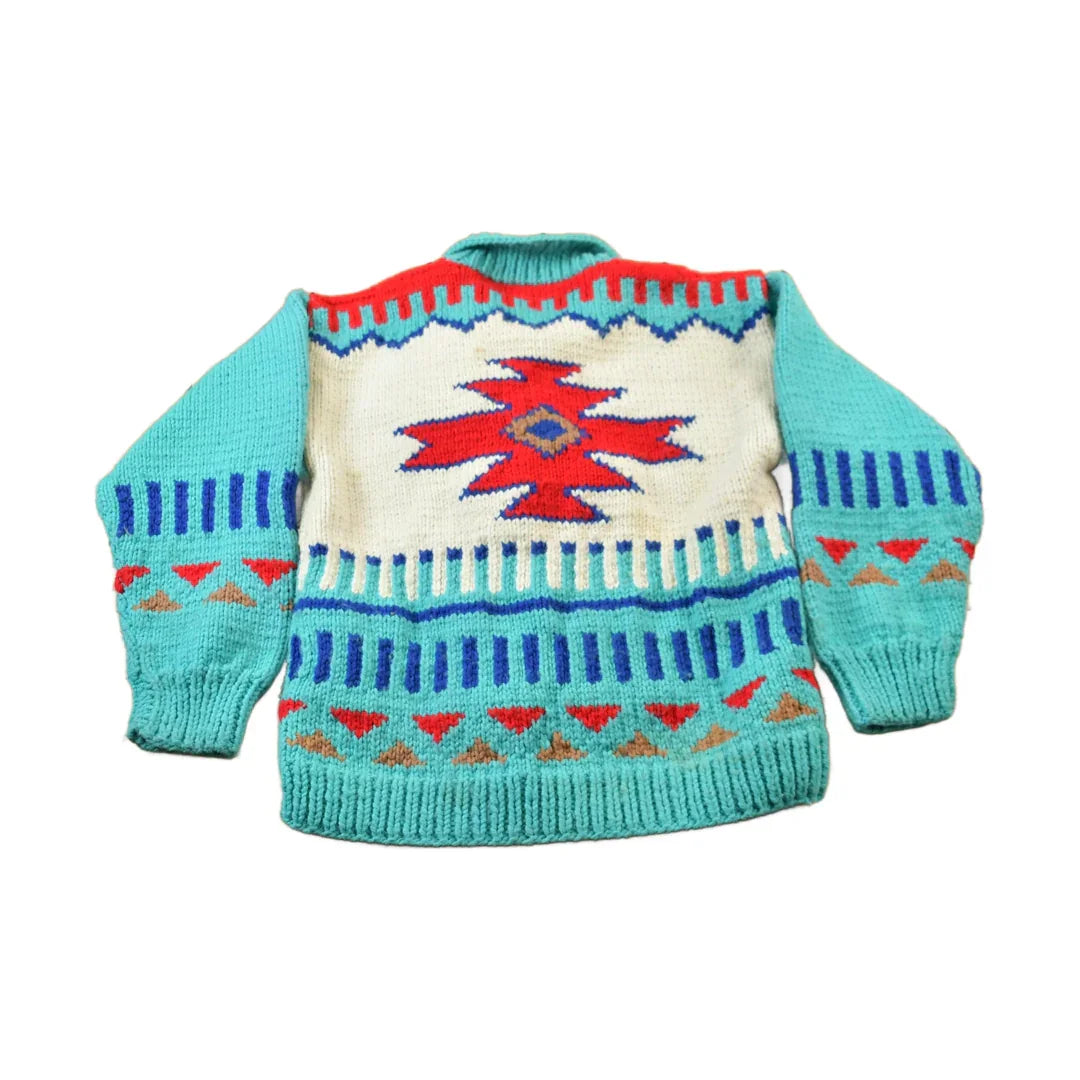 Vintage 1950s Western Aztec Pattern Cowichan Sweater from propervintagecanada