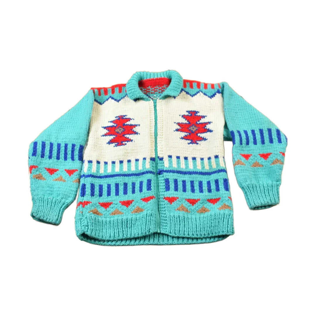 Vintage 1950s Western Aztec Pattern Cowichan Sweater from propervintagecanada