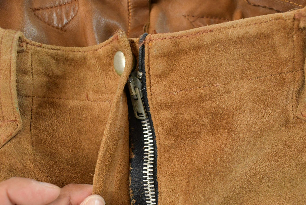Vintage 1950s Western Leather Suede Bootcut Pants Women's 30 x 28 from propervintagecanada