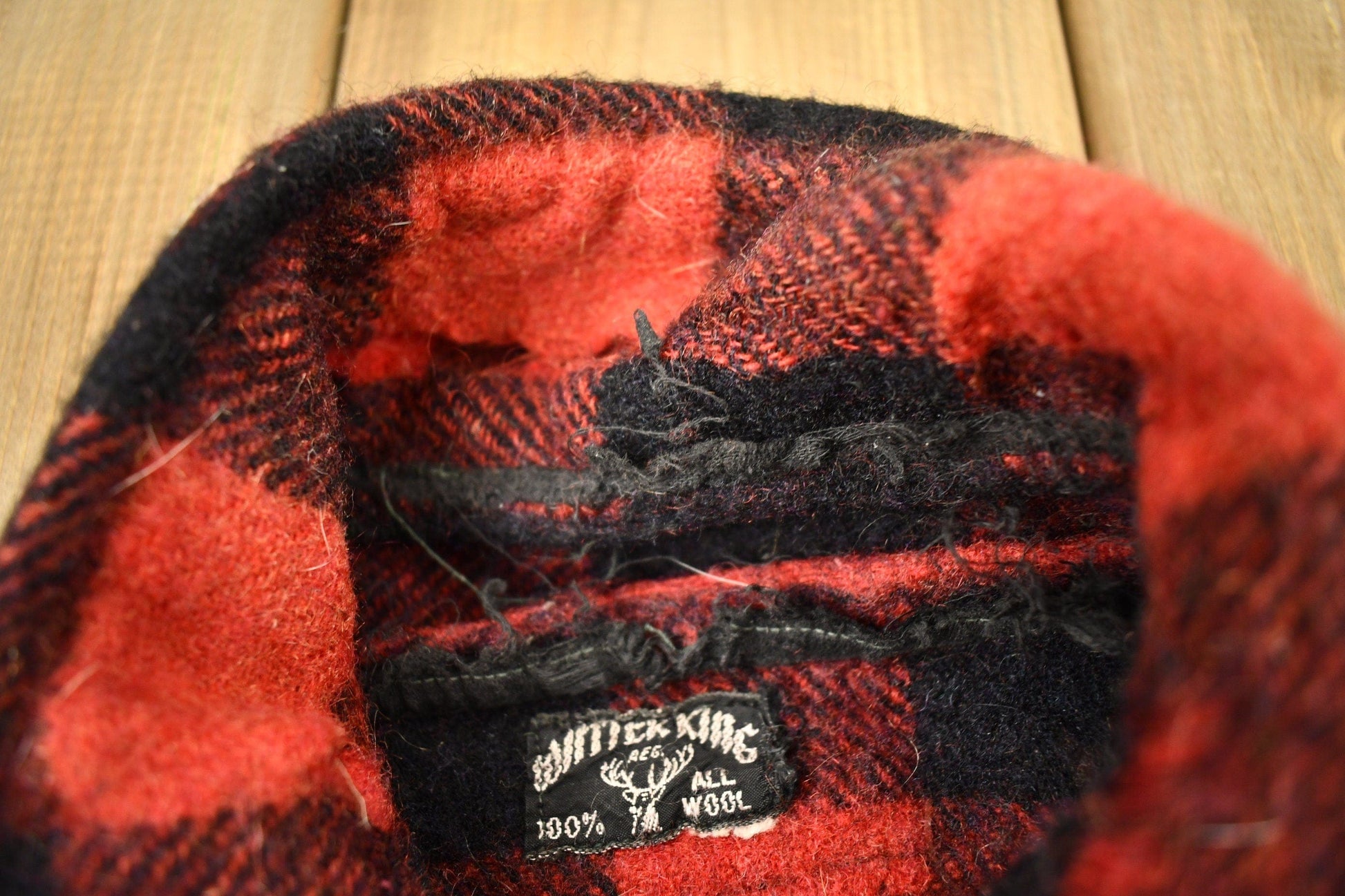 Vintage 1950s Winter King Buffalo Plaid Wool Button Up Shirt Men's Large from propervintagecanada