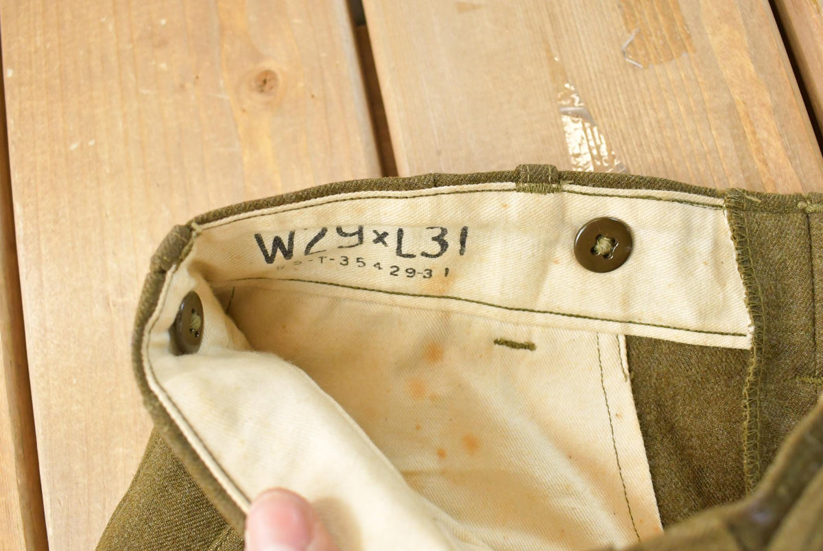 Vintage 1950s Wool Army Military Trousers Men's 27 x 30.5 from propervintagecanada