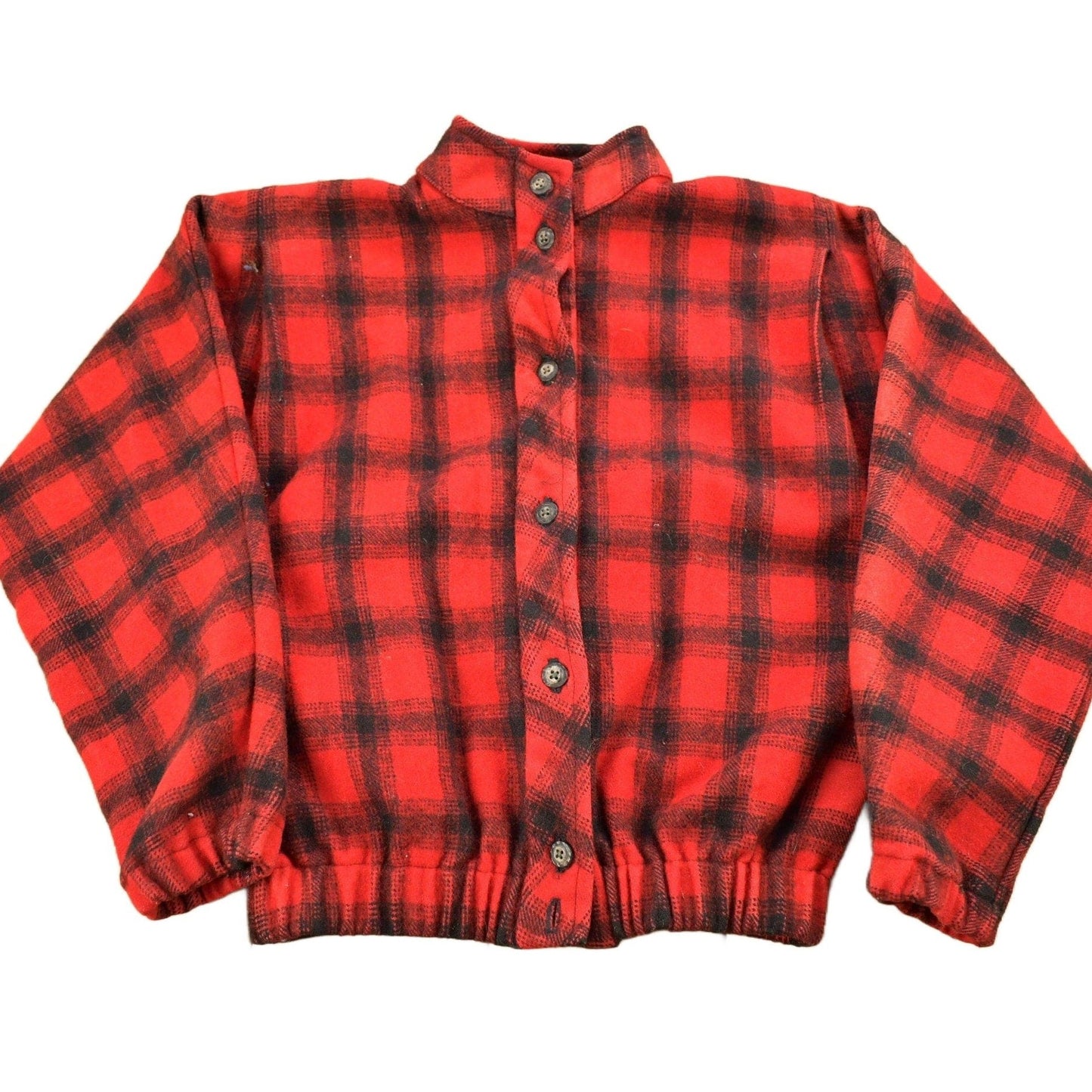 Vintage 1950s Wool Buffalo Plaid Button Up Hunting Jacket Women's XS from propervintagecanada