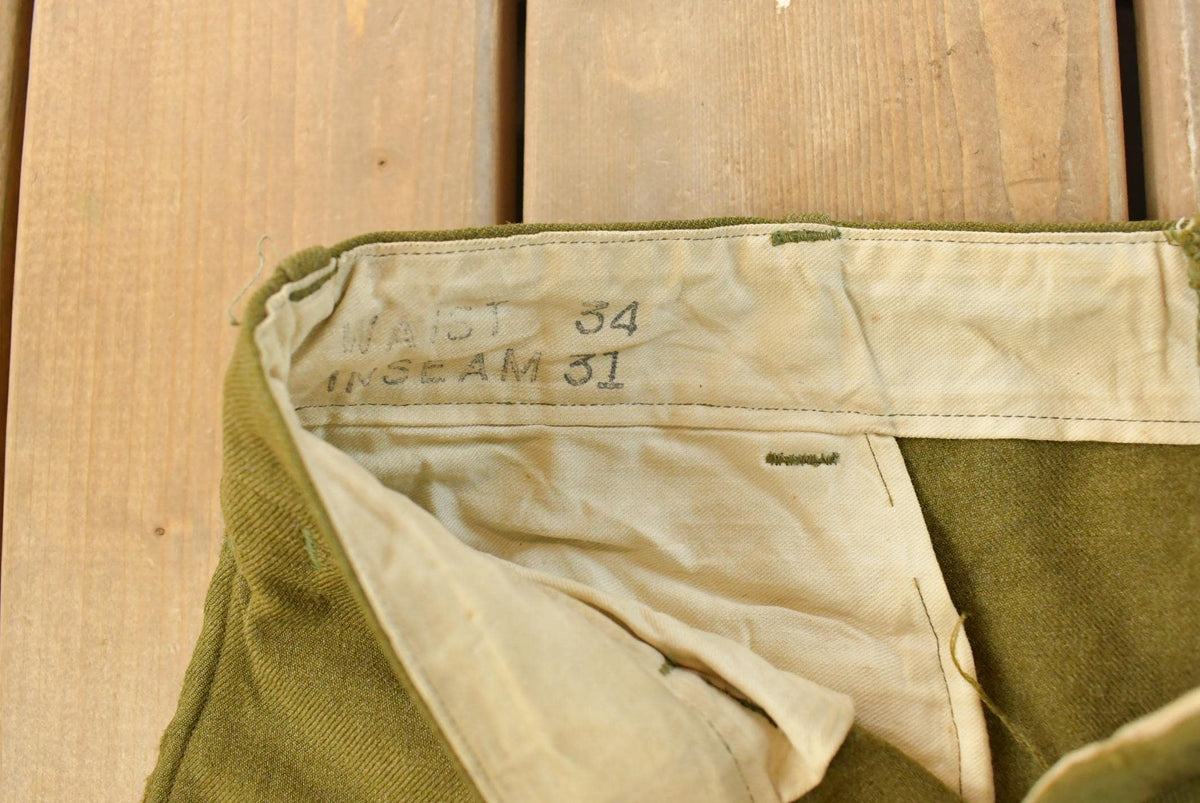 Vintage 1950s Wool Military Pants 33 x 29 from propervintagecanada