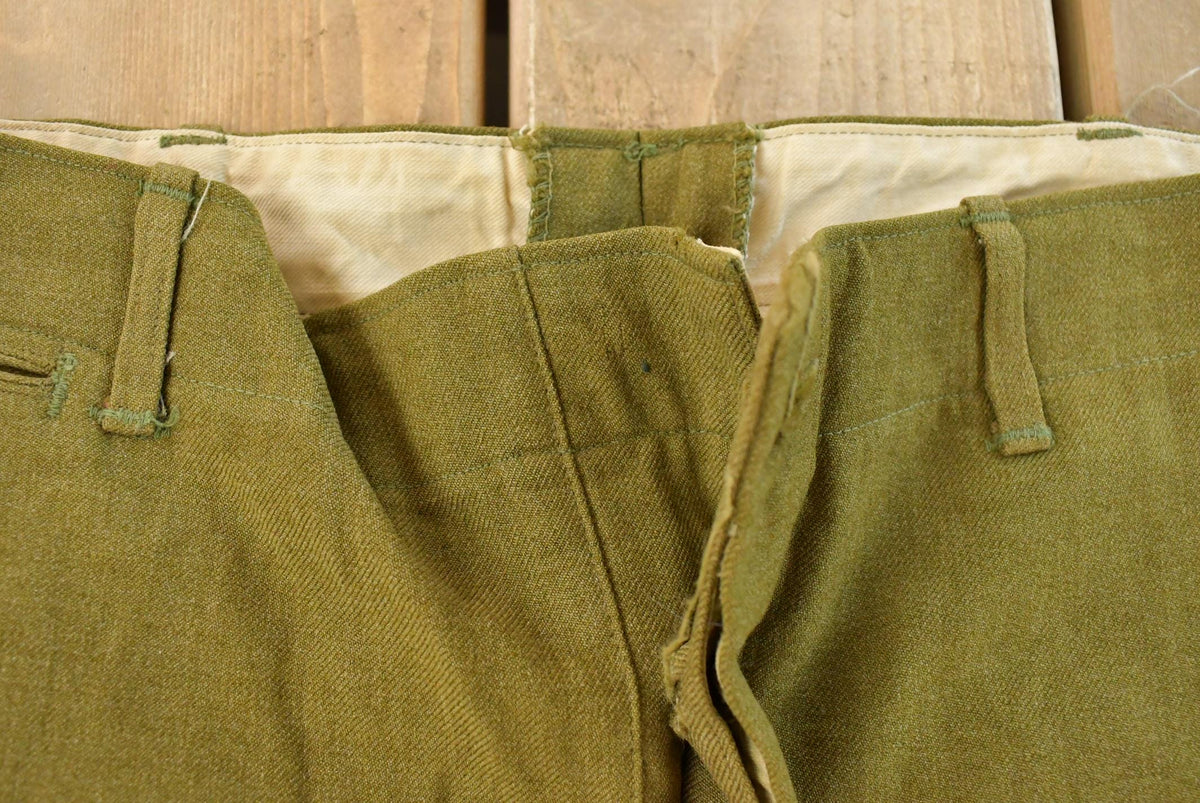 Vintage 1950s Wool Military Pants 33 x 29 from propervintagecanada