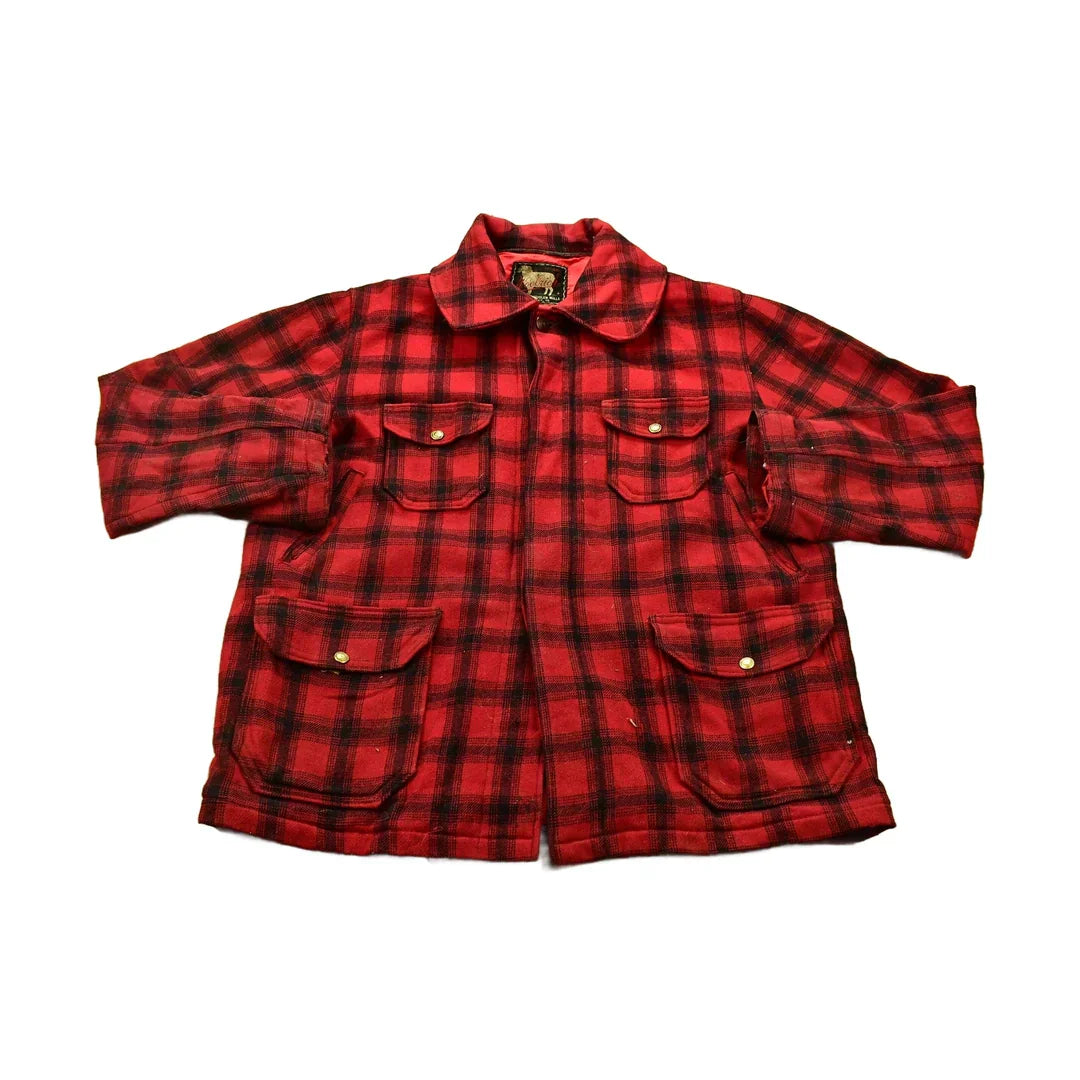 Vintage 1950s Woolrich Buffalo Plaid Wool Hunting Jacket from propervintagecanada