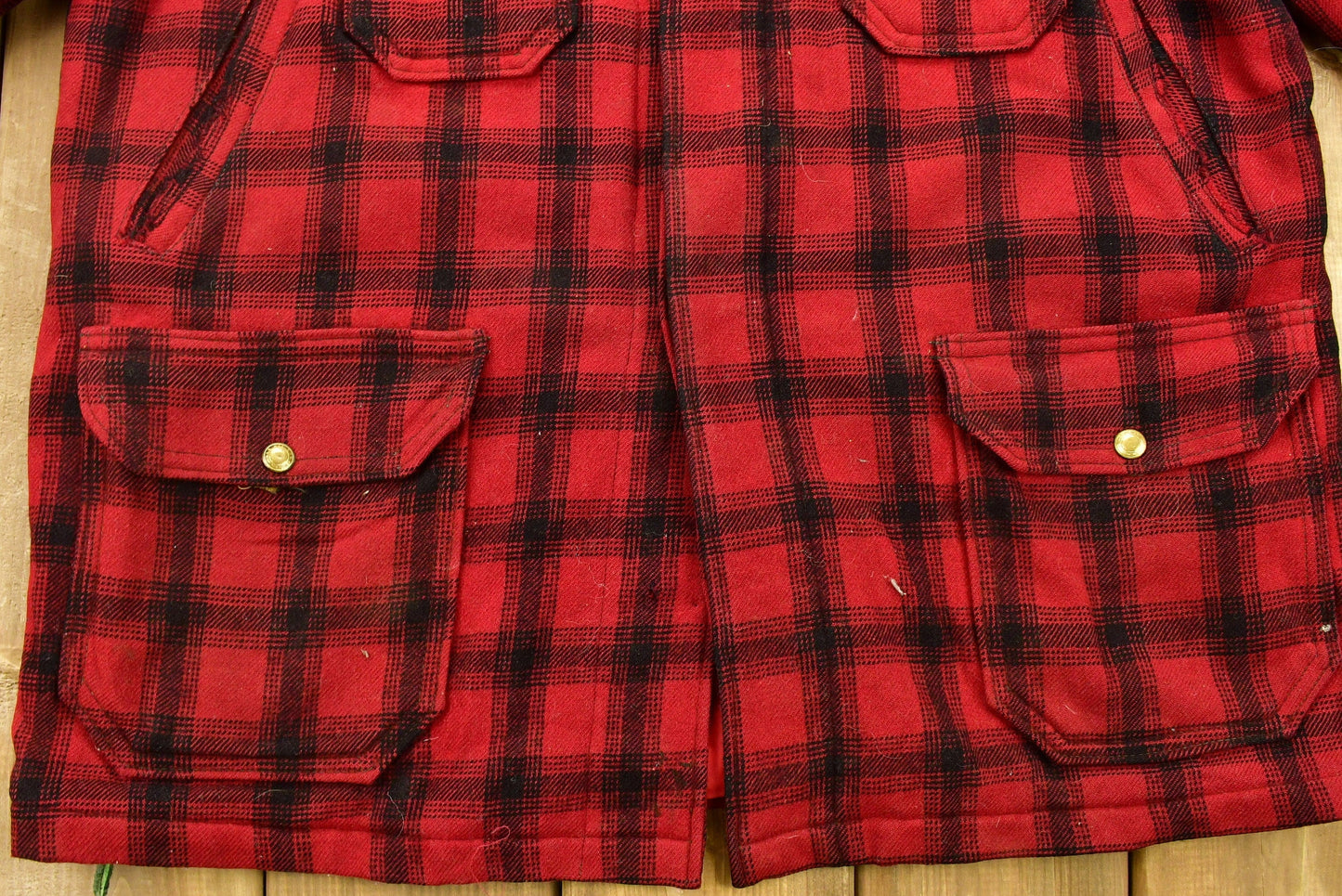 Vintage 1950s Woolrich Buffalo Plaid Wool Hunting Jacket from propervintagecanada