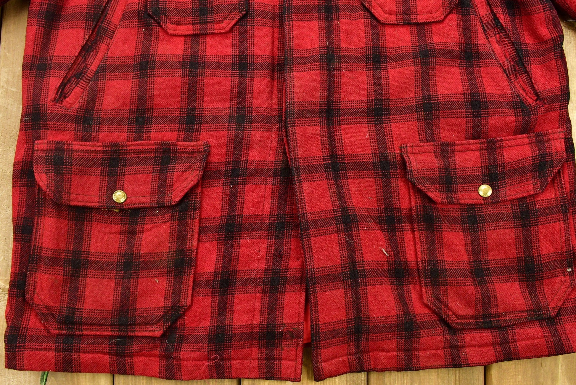Vintage 1950s Woolrich Buffalo Plaid Wool Hunting Jacket from propervintagecanada
