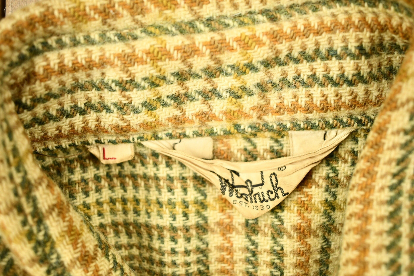 Vintage 1950s Woolrich Hounds Tooth Button Up Wool Hunting Jacket Men's Large from propervintagecanada