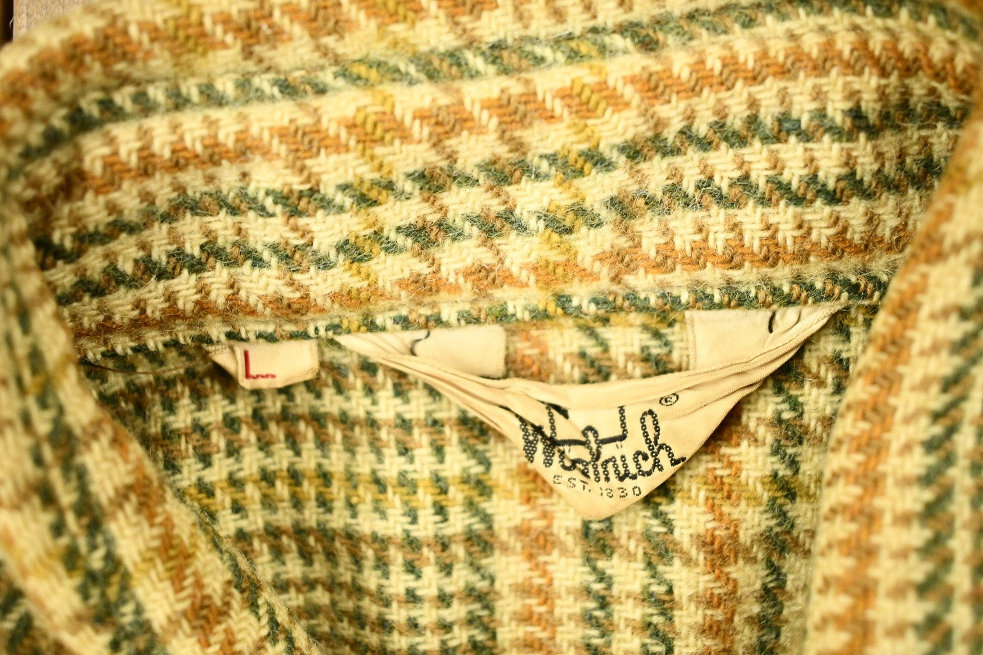 Vintage 1950s Woolrich Hounds Tooth Button Up Wool Hunting Jacket Men's Large from propervintagecanada