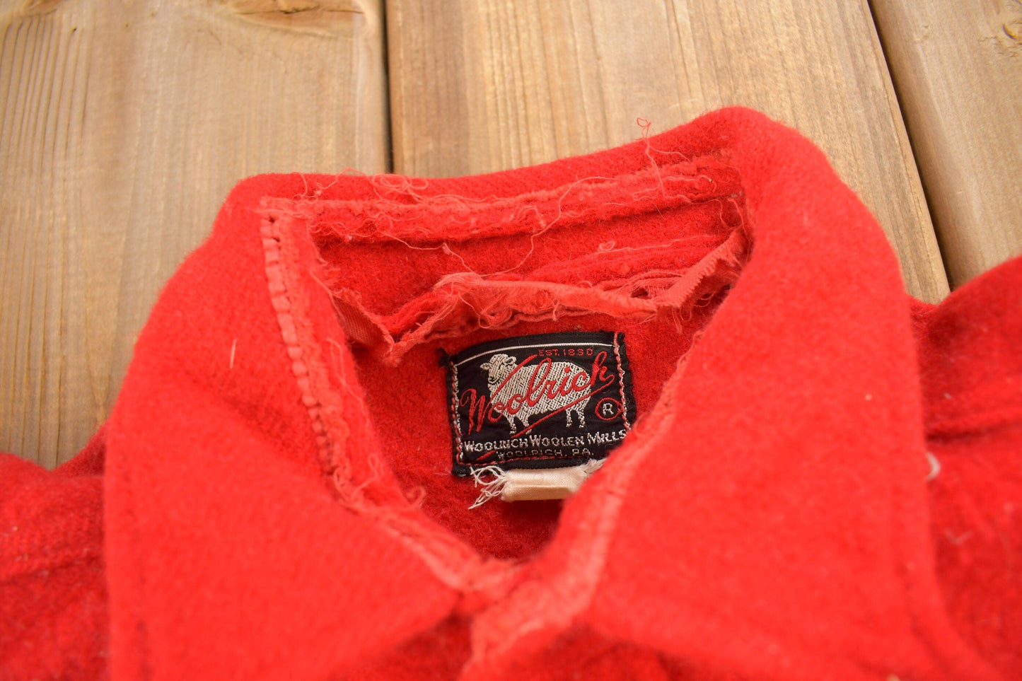 Vintage 1950s Woolrich Red Wool Button Up Shirt Men's Large from propervintagecanada