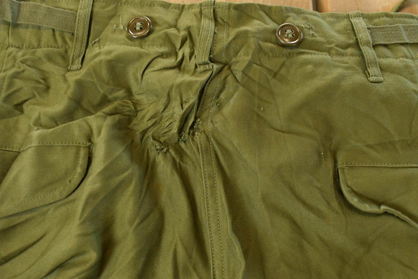 Vintage 1951 M-1951 Army Field Trousers, Olive Drab Cargo Pants (35x28) Streetwear from propervintagecanada