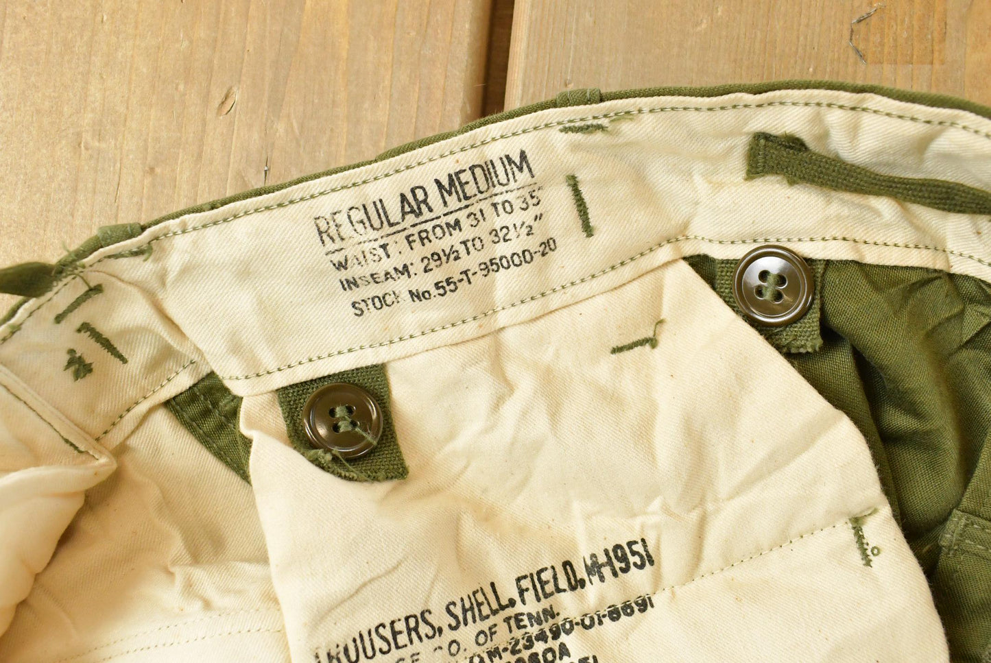 Vintage 1951 M-1951 Army Field Trousers, Olive Drab Cargo Pants (35x28) Streetwear from propervintagecanada