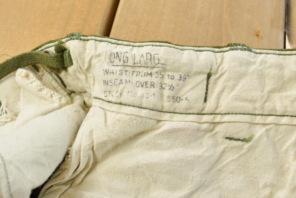 Vintage 1951 M-1951 Army Field Trousers Olive Drab Cargo Pants Men's 36 x 30 from propervintagecanada