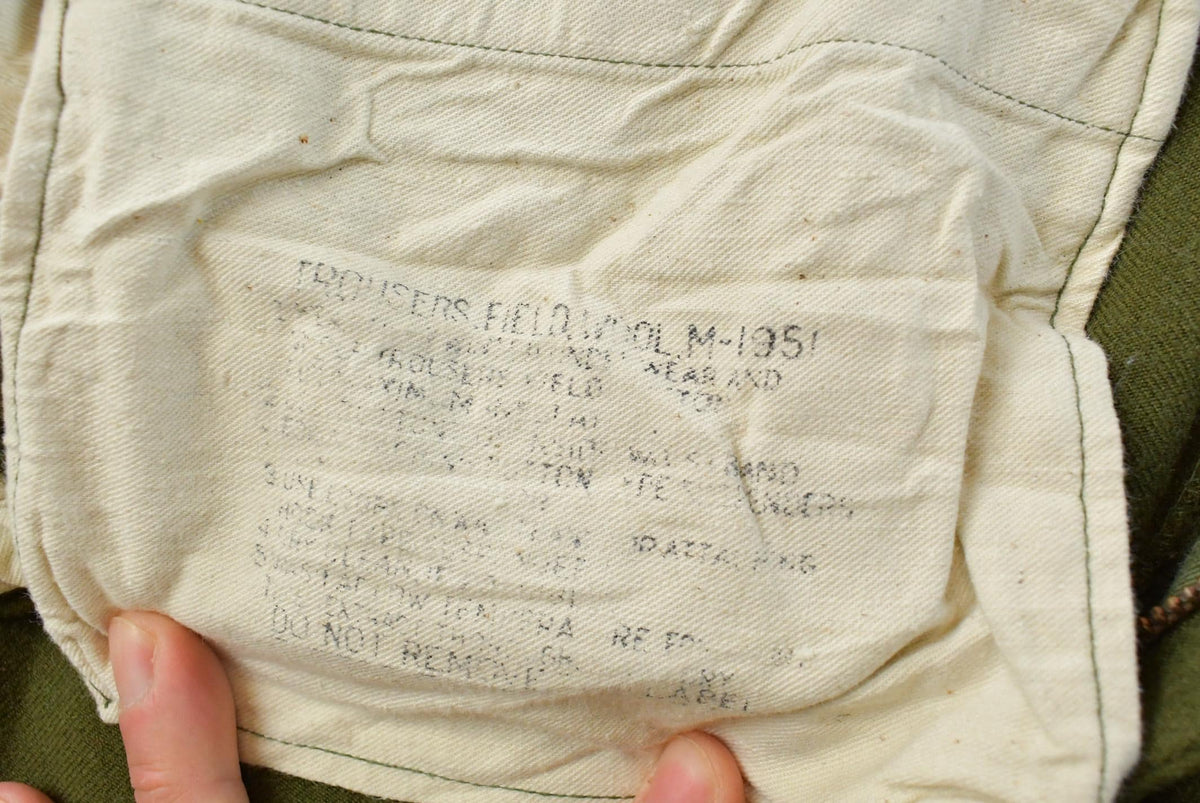 Vintage 1951 M-1951 Army Field Trousers Olive Drab Cargo Pants Men's 36 x 30 from propervintagecanada
