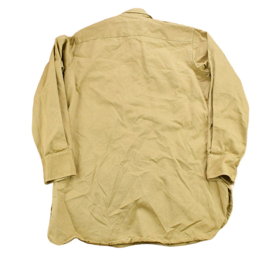 Vintage 1952 Military Khaki-1 Stand-Up Collar Button Up Shirt Men's Large from propervintagecanada