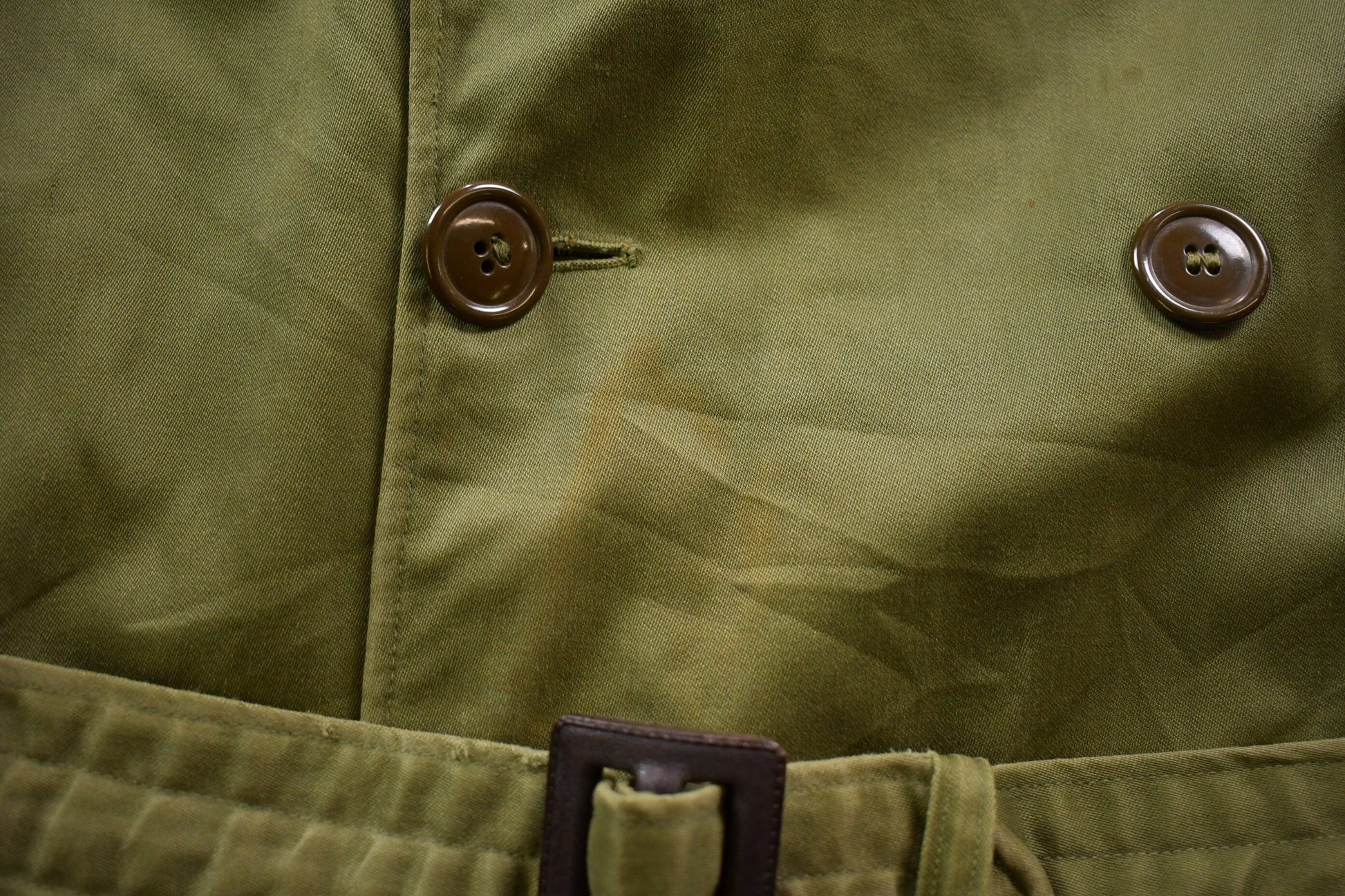 Vintage 1953 OG 107 Military Overcoat Army Trench Coat Men's Medium from propervintagecanada