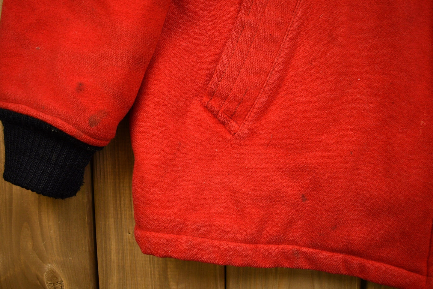 Vintage 1959 Kelly Motors GMC E.D.F.L Champions Red Wool Coat Men's 2XL from propervintagecanada