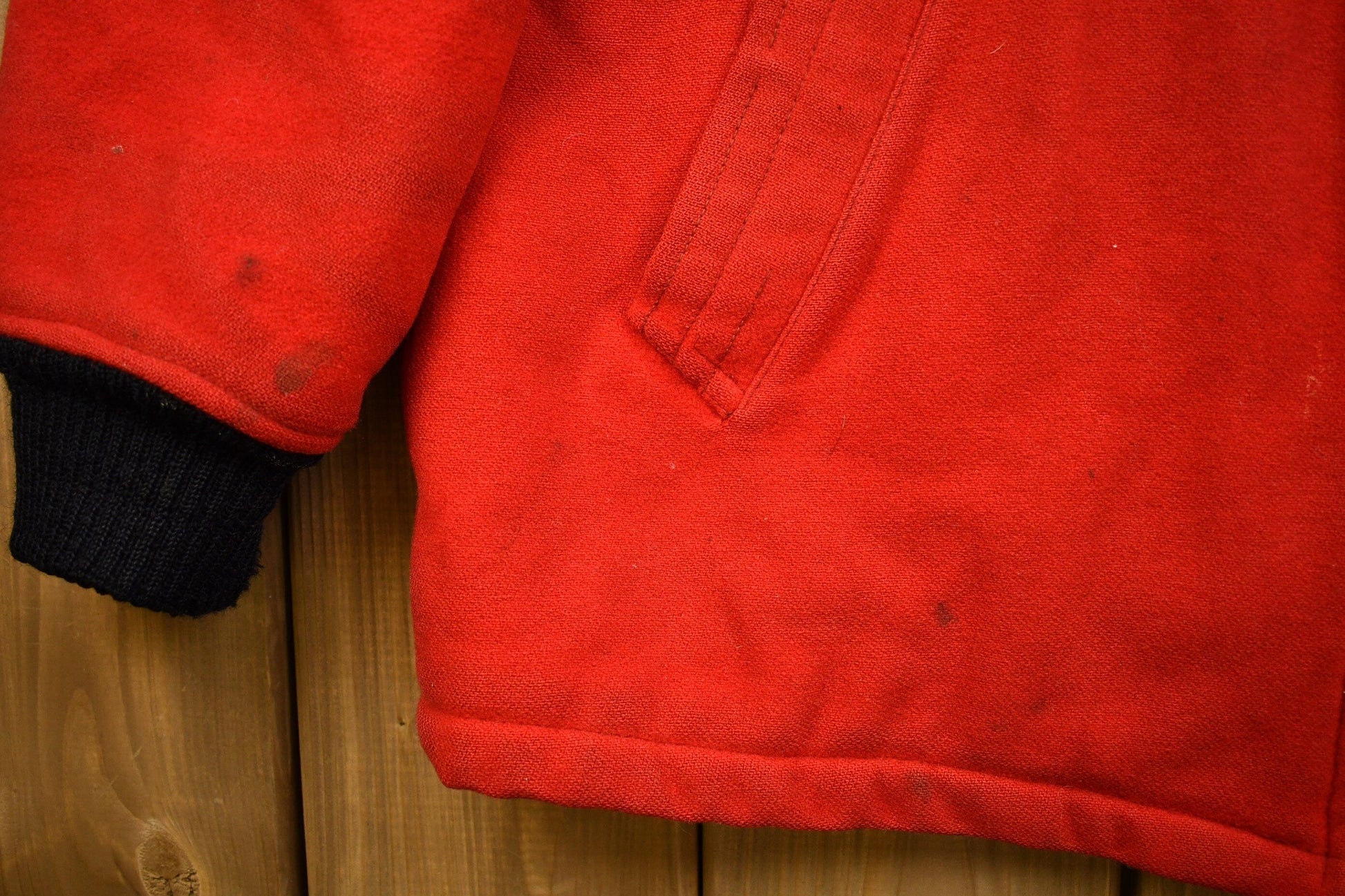 Vintage 1959 Kelly Motors GMC E.D.F.L Champions Red Wool Coat Men's 2XL from propervintagecanada