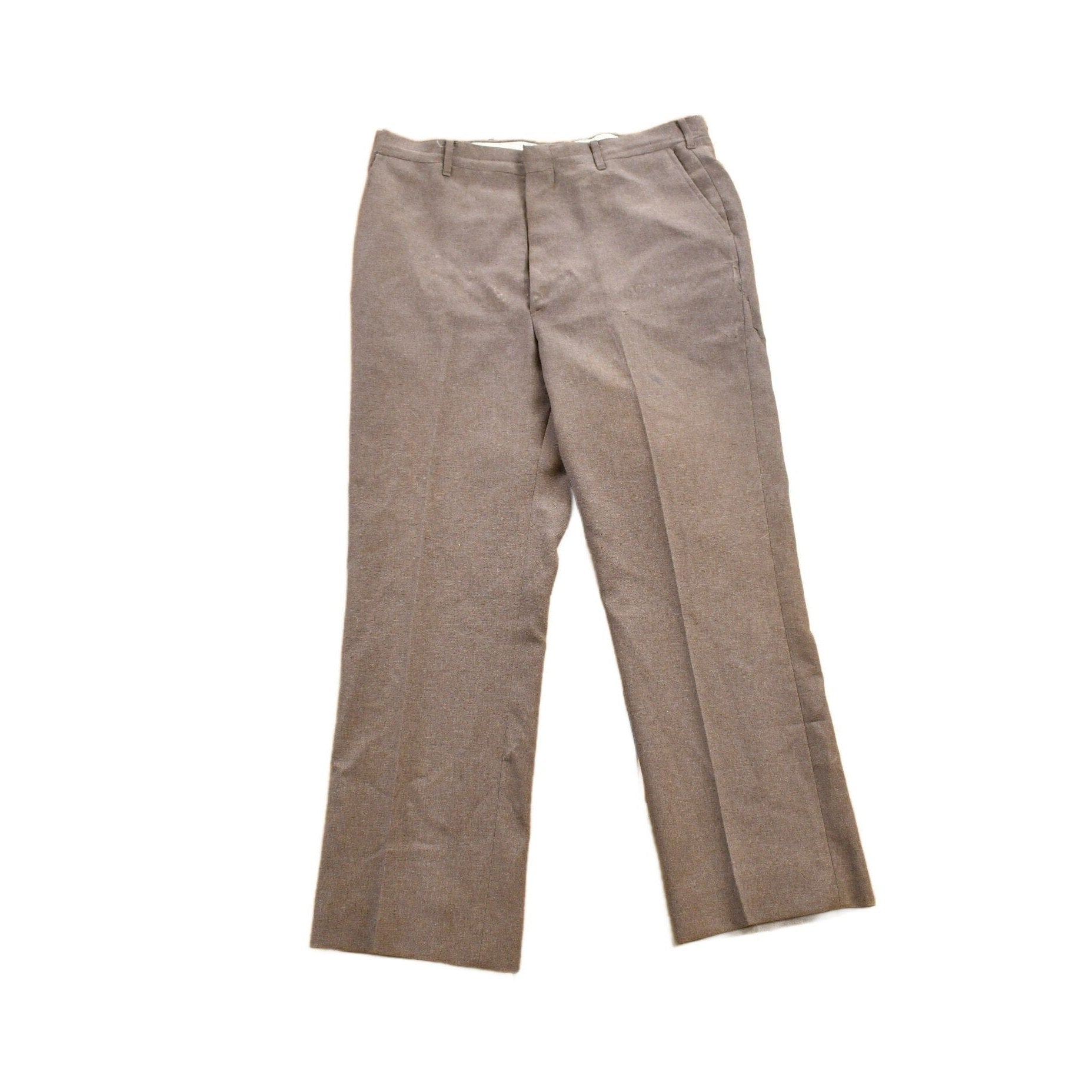 Vintage 1960's Brown Wool Trousers Men's 36x28 from propervintagecanada