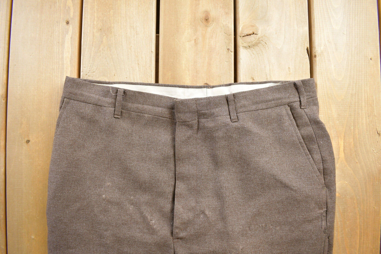Vintage 1960's Brown Wool Trousers Men's 36x28 from propervintagecanada