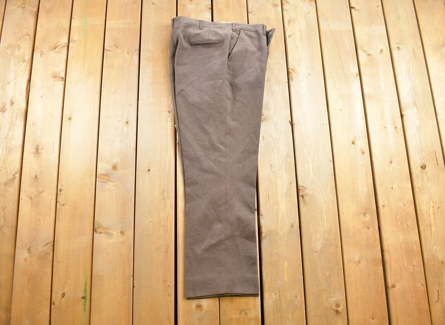 Vintage 1960's Brown Wool Trousers Men's 36x28 from propervintagecanada