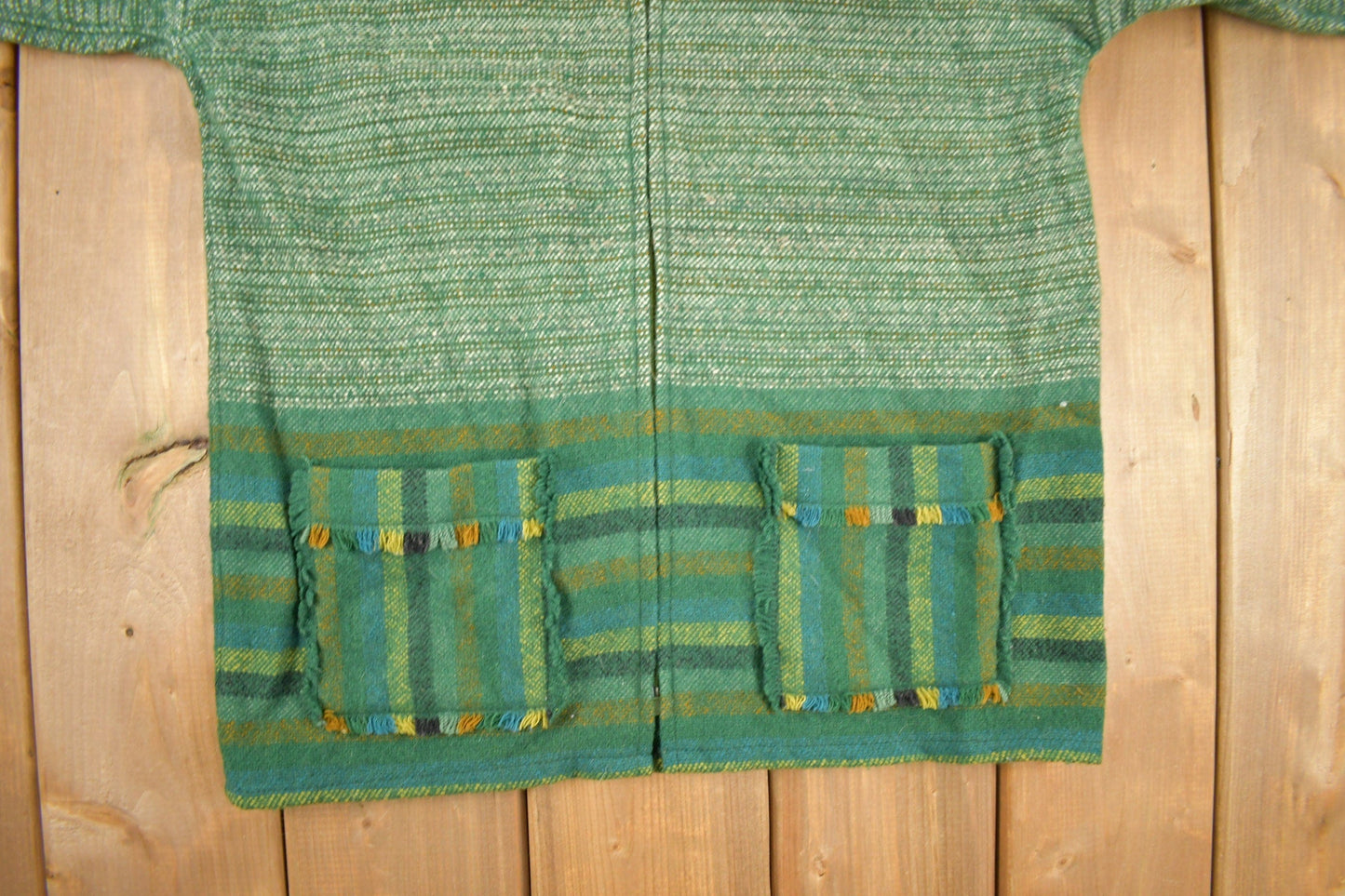 Vintage 1960s 100% Wool Green Knit Zip Up Sweater Men's Medium from propervintagecanada