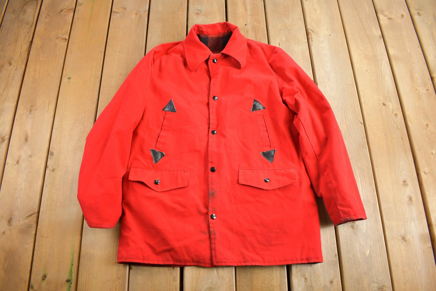 Vintage 1960s 100% Wool Reversible Buffalo Plaid Jacket Men's Medium from propervintagecanada