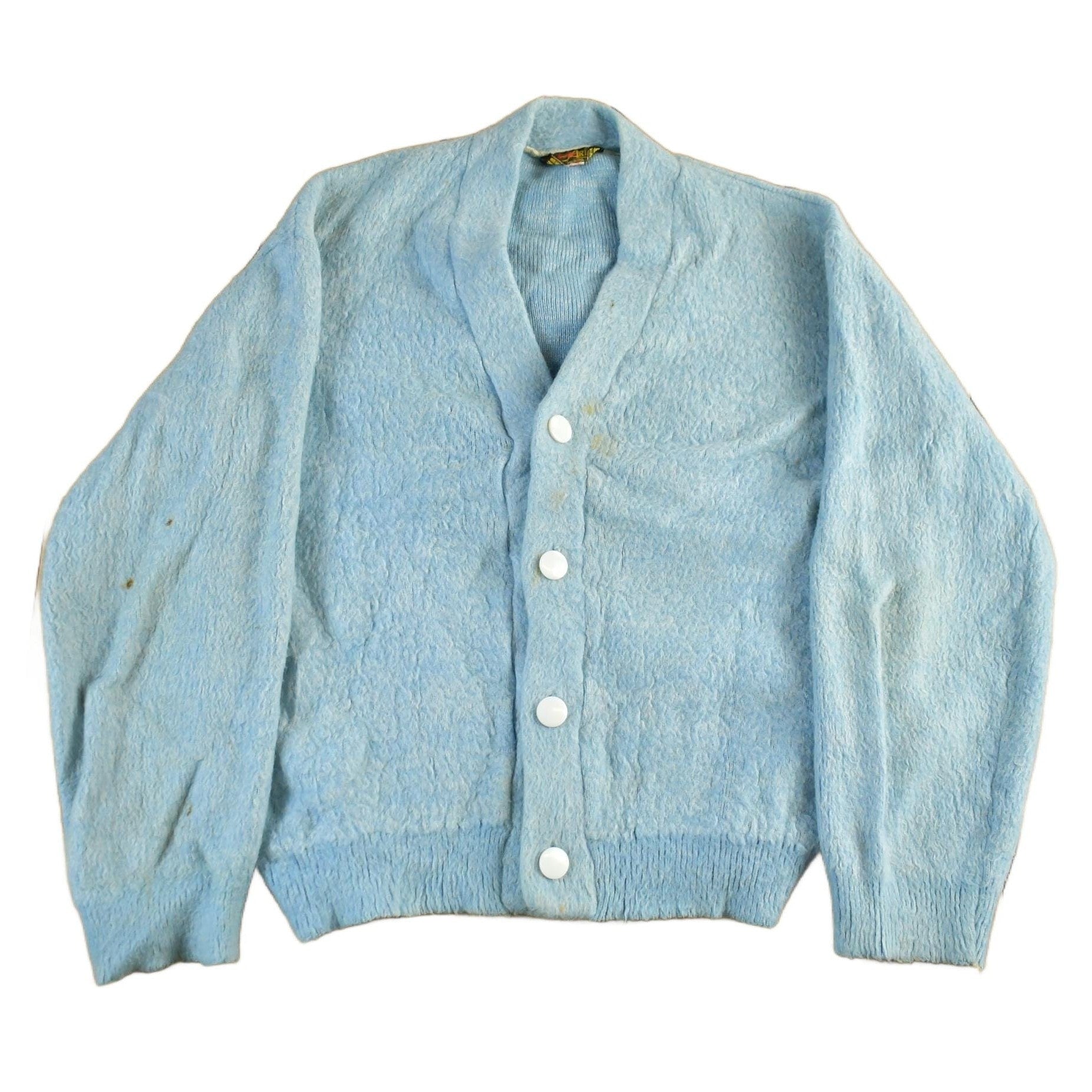 Vintage 1960s 1970s Aristo Fuzzy Knit Cardigan Sweater Women's Medium from propervintagecanada