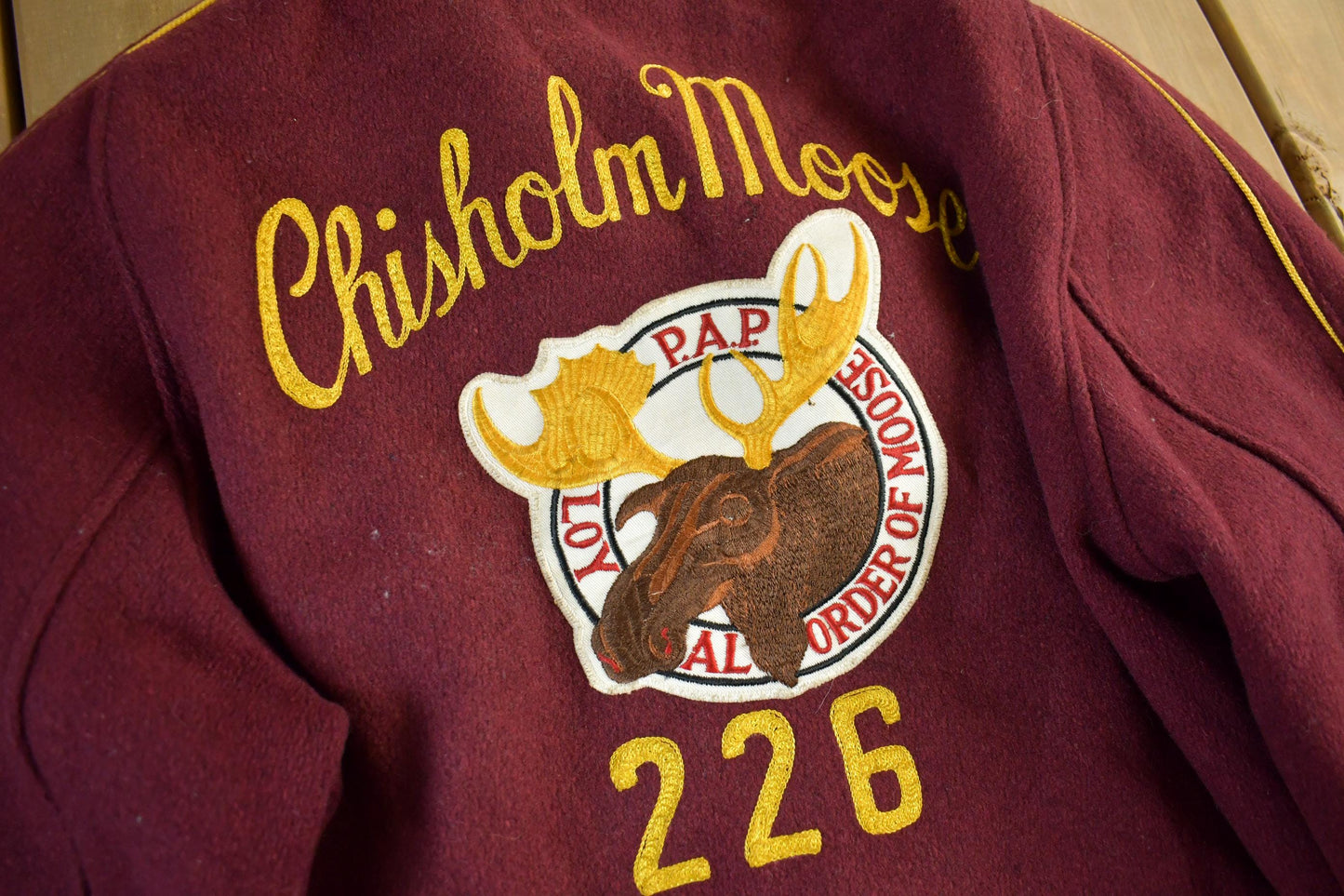 Vintage 1960s 1970s Chisholm Moose Wool Varsity Jacket Men's 42 from propervintagecanada