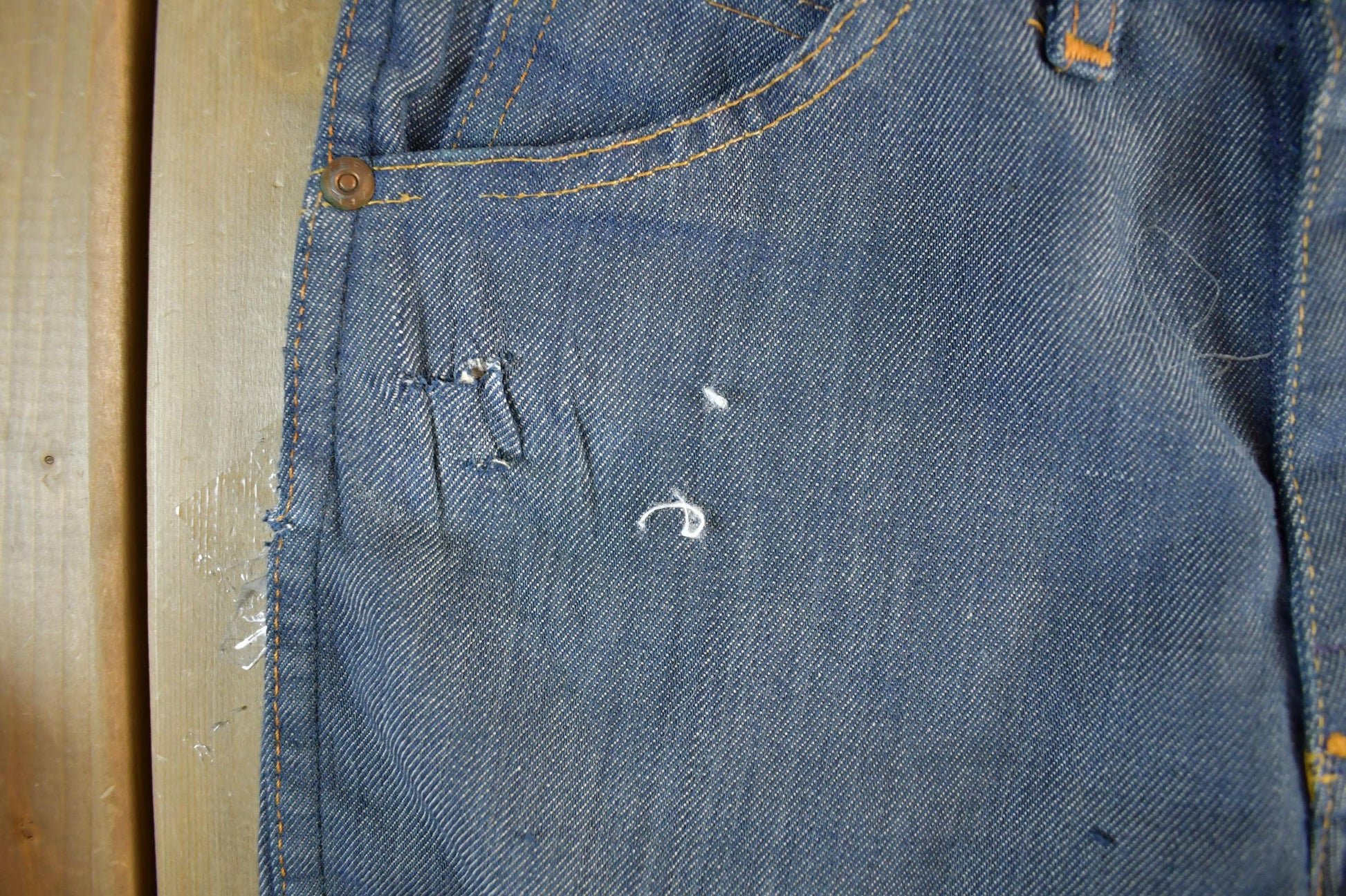 Vintage 1960s 1970s Lee Distressed Denim Jeans Youth 24 x 23.5 from propervintagecanada