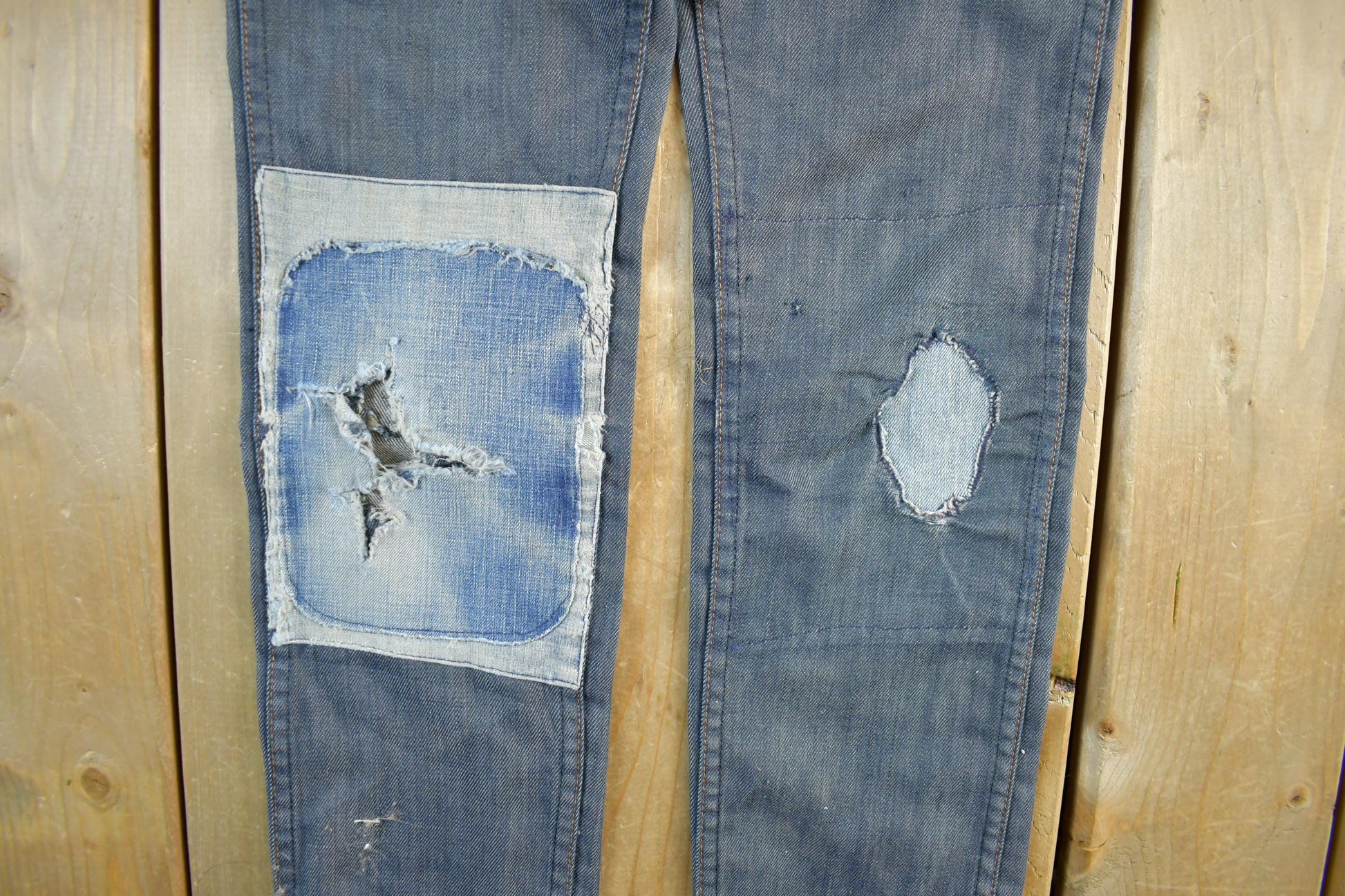 Vintage 1960s 1970s Lee Distressed Denim Jeans Youth 24 x 23.5 from propervintagecanada