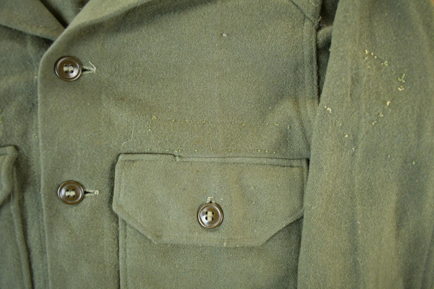 Vintage 1960s 1970s Military Wool Shirt Jacket Men's Small from propervintagecanada