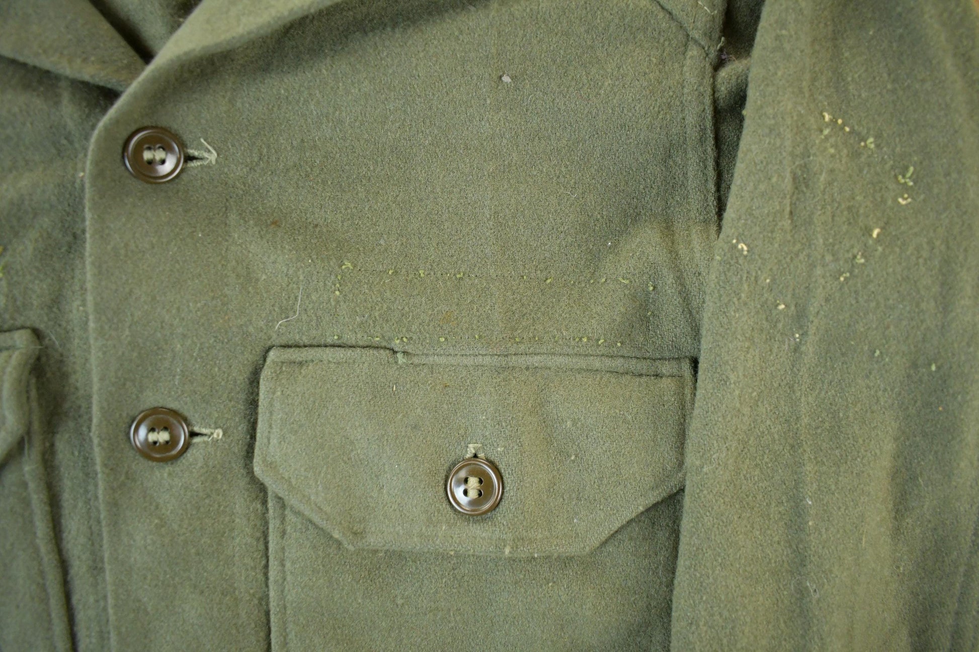 Vintage 1960s 1970s Military Wool Shirt Jacket Men's Small from propervintagecanada