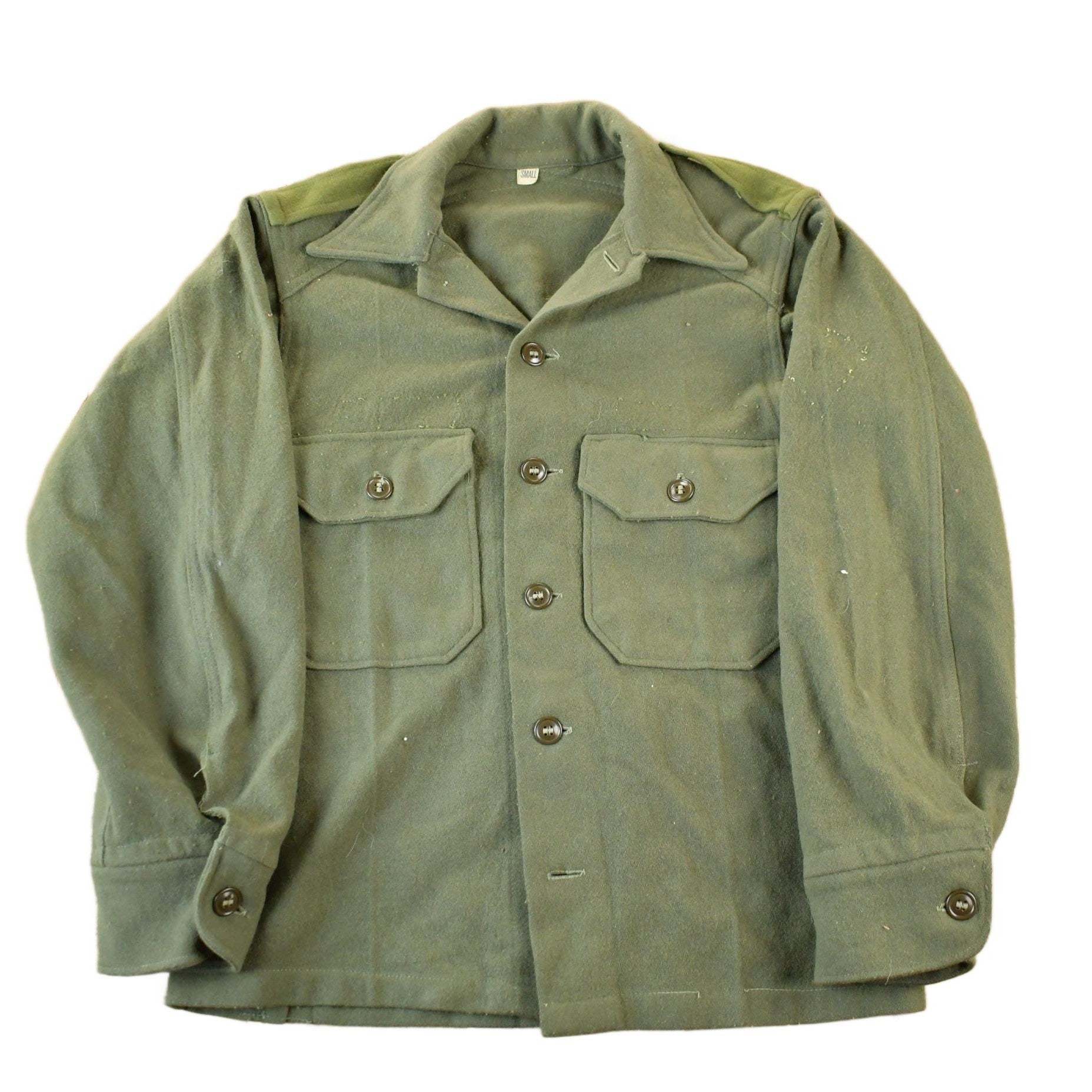 Vintage 1960s 1970s Military Wool Shirt Jacket Men's Small from propervintagecanada