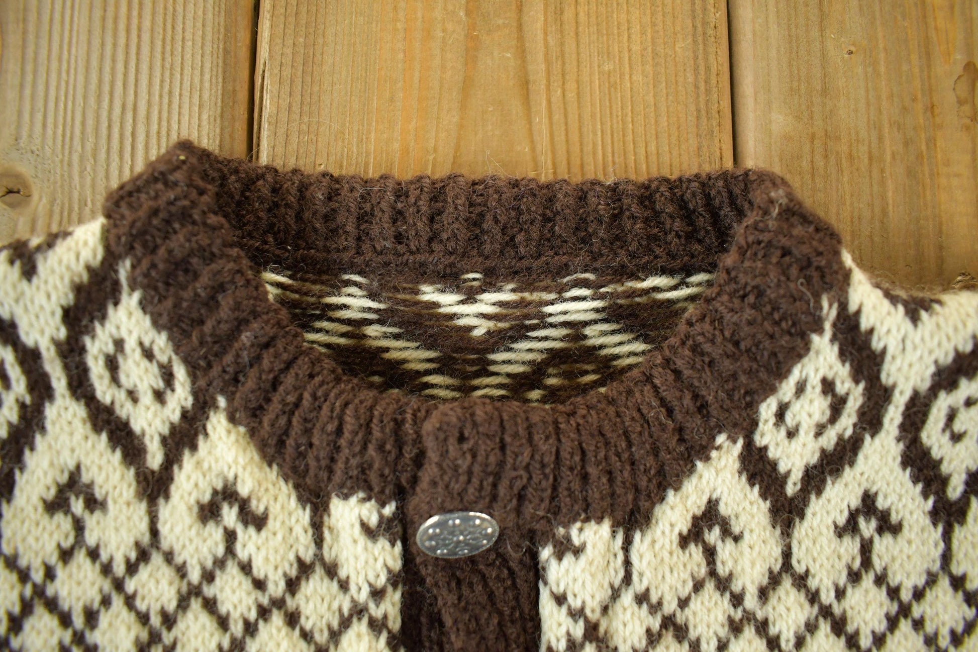 Vintage 1960s 1970s Scandinavian Wool Knit Clasped Cardigan Sweater Adult M Men's Medium from propervintagecanada