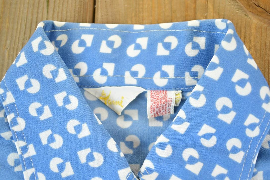 Vintage 1960s Abstract Pattern Button Up Fancy Style Shirt Women's S-M