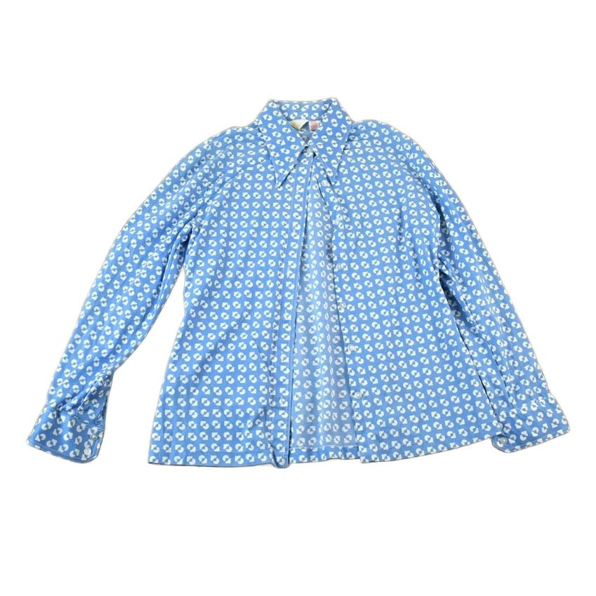 Vintage 1960s Abstract Pattern Button Up Fancy Style Shirt Women's S-M