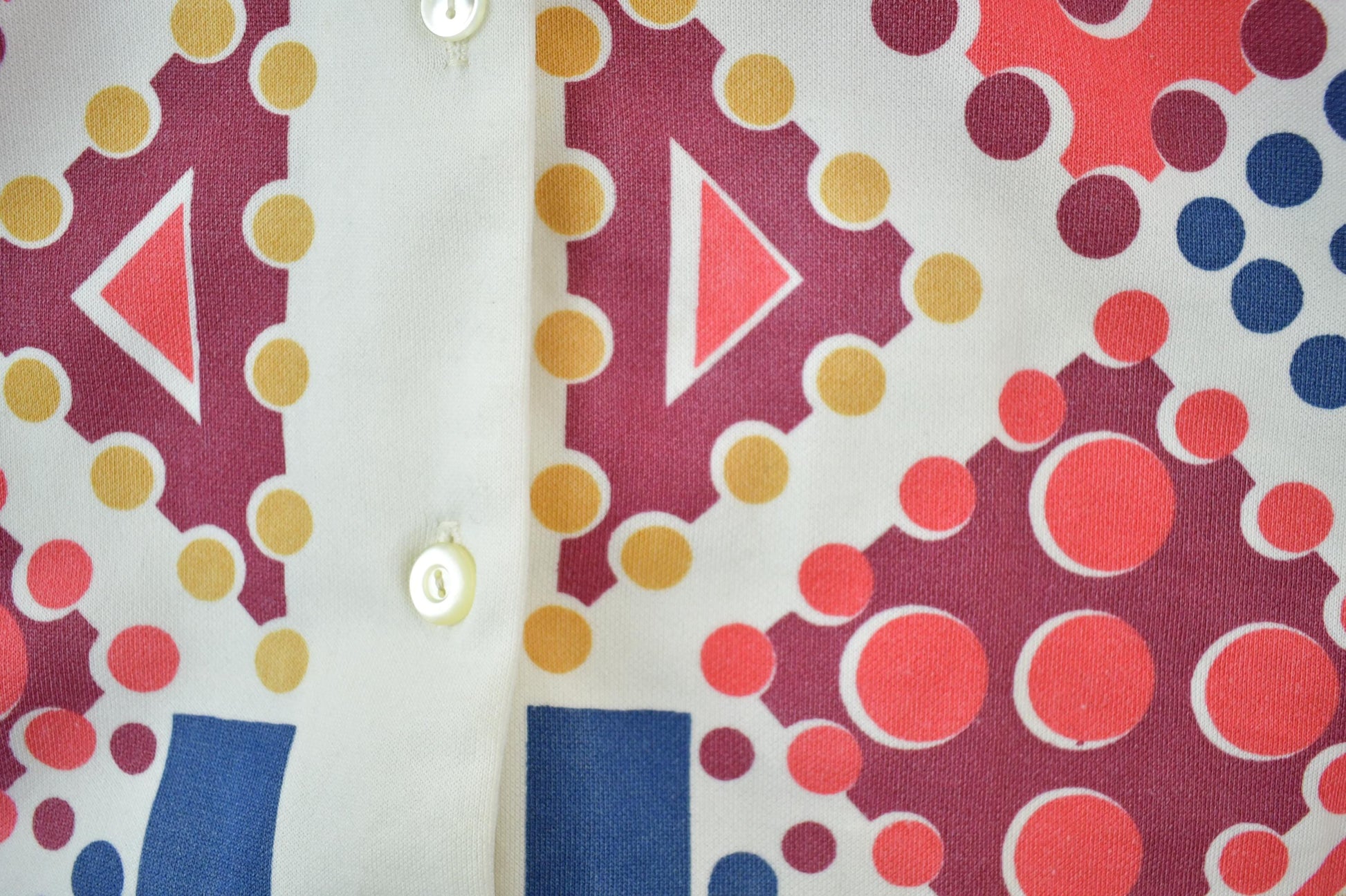 Vintage 1960s Abstract Polka Dot Button Up Western Style Shirt Men's Large