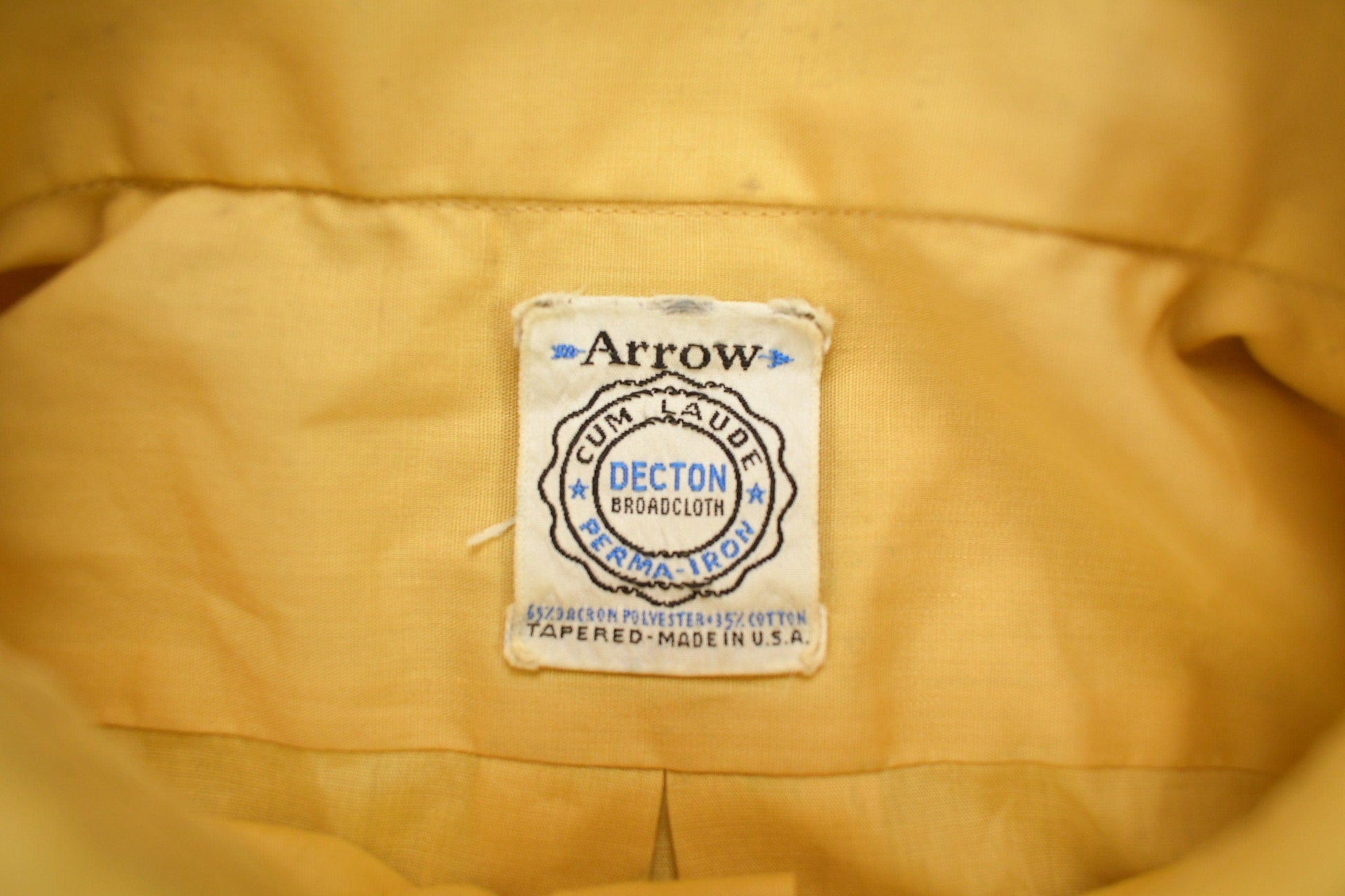 Vintage 1960s Arrow Cum Laude Decton Broad Cloth Blank Button Up Shirt Men's Large from propervintagecanada