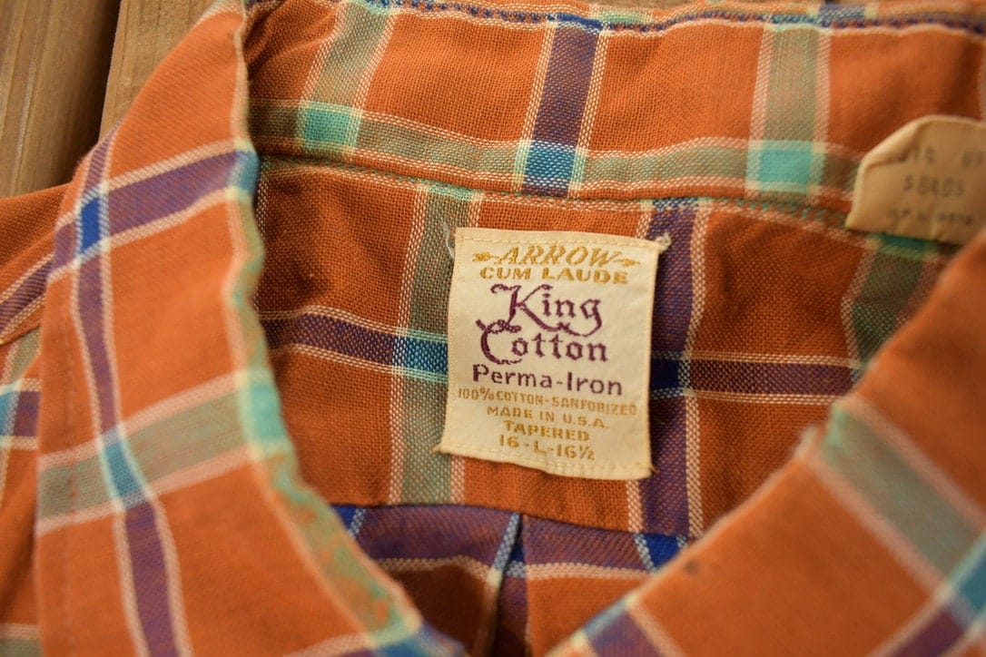 Vintage 1960s Arrow Cum Laude Plaid Flannel Button Up Shirt / 1990s Button Up / Vintage Flannel / Plaid Shirt / Button Down from propervintagecanada