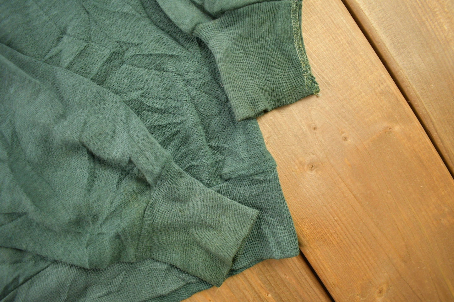 Vintage 1960s Blank Faded Forest Green Crewneck Sweatshirt Men's XS from propervintagecanada