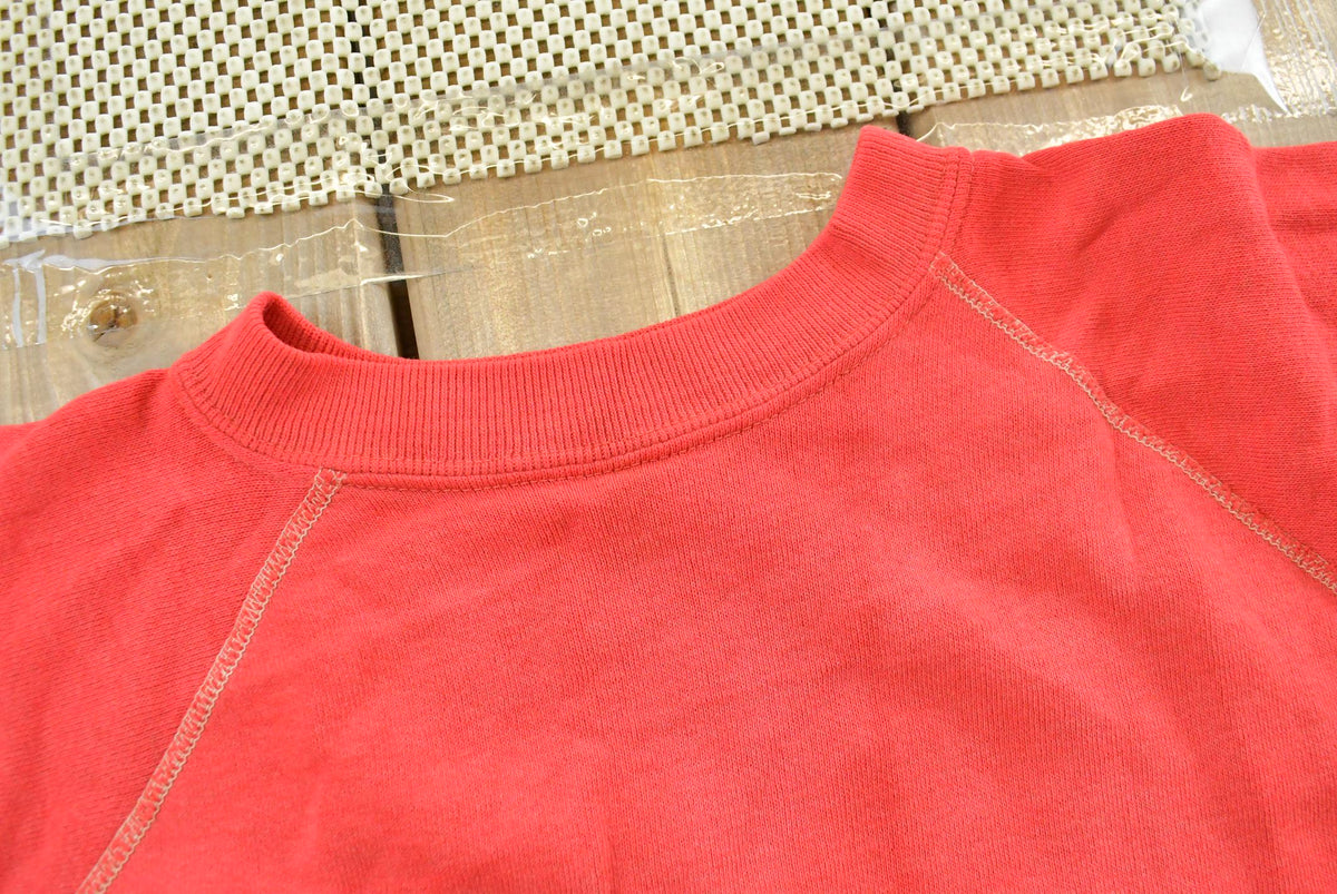 Vintage 1960s Blank Red Raglan Crewneck Sweatshirt Mens S from propervintagecanada