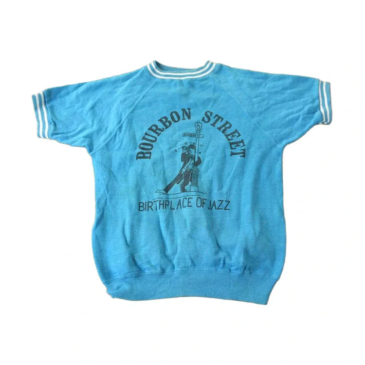 Vintage 1960s Bourbon Street Birthplace Of Jazz Short Sleeve Raglan Sweatshirt from propervintagecanada
