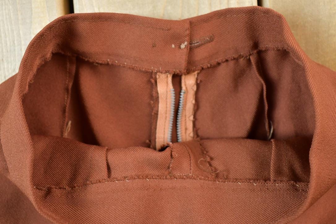 Vintage 1960s Brown Pleated Pants Womens 22 x 28 from propervintagecanada