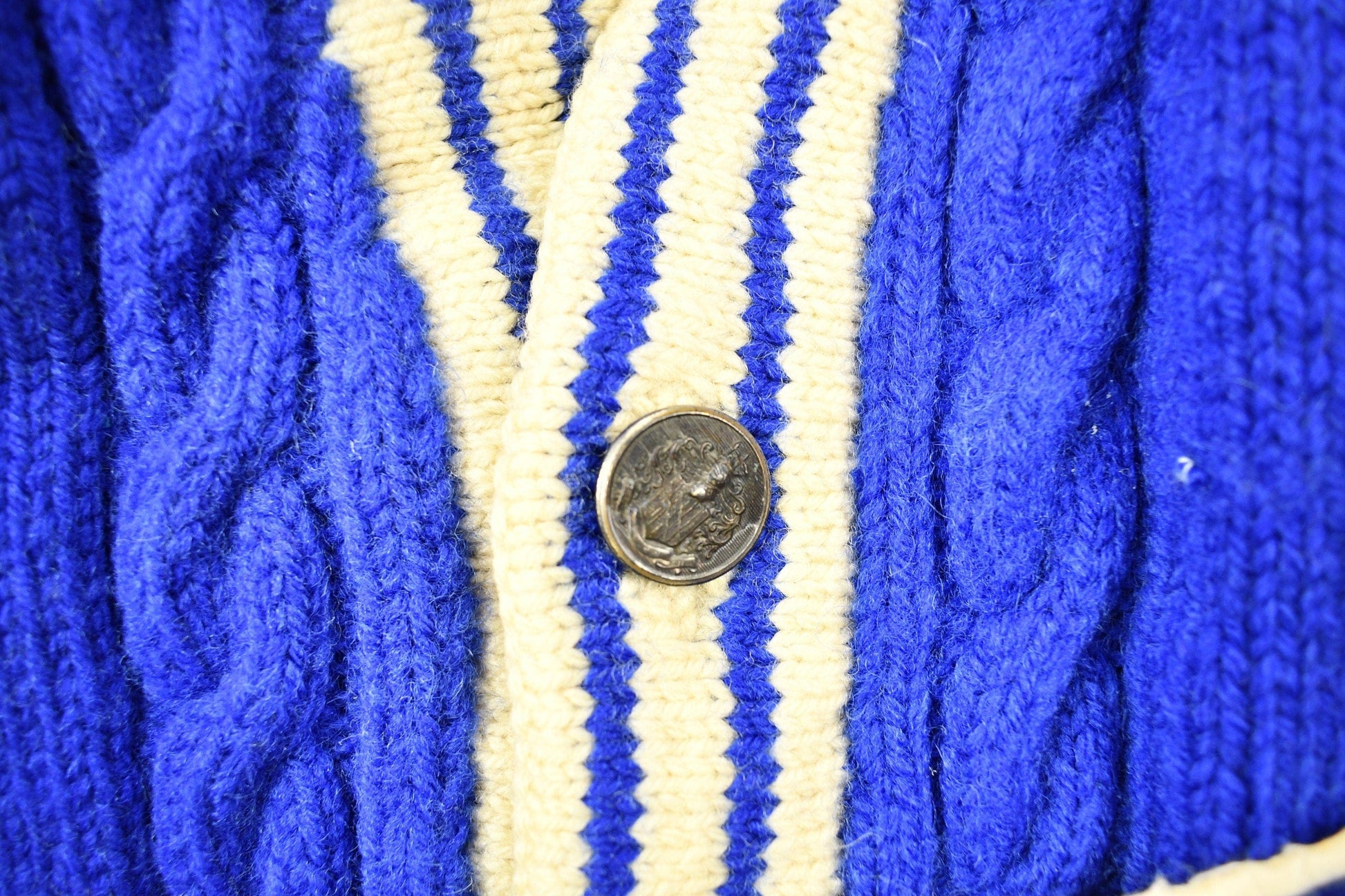 Vintage 1960s Cable Knit Collegiate Cardigan Sweater Men's Medium from propervintagecanada
